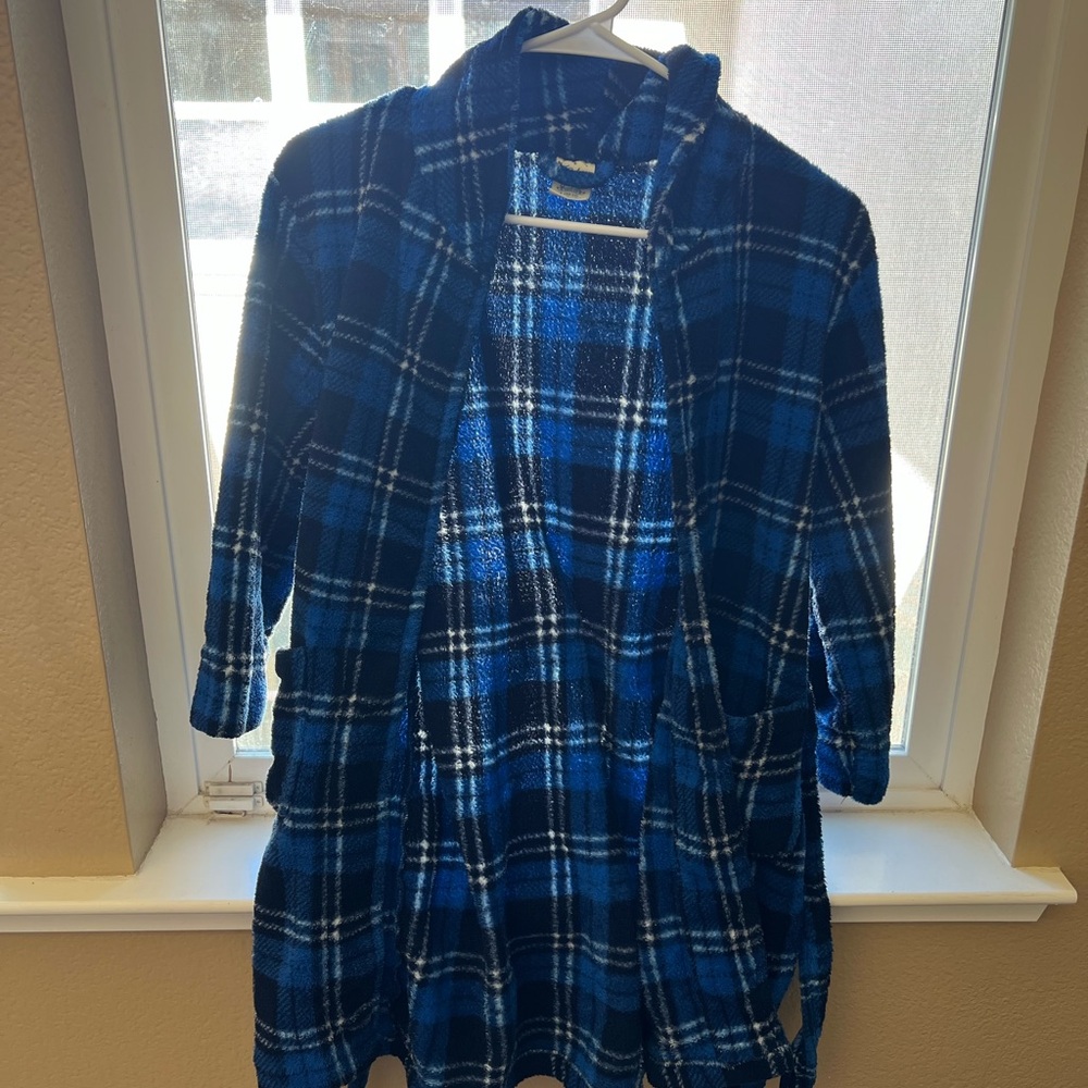 Croft & Barrow Blue Plaid Swim Parka